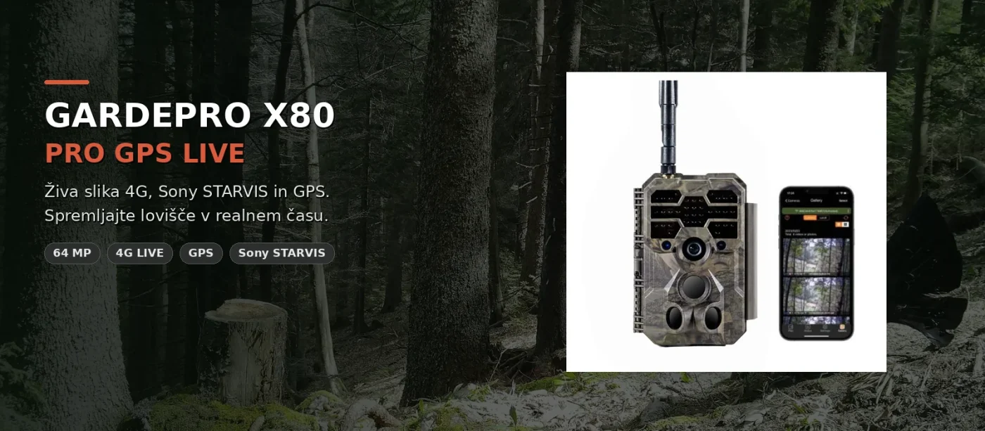 Gardepro X80 PRO GPS LIVE — lovska kamera 4G LIVE